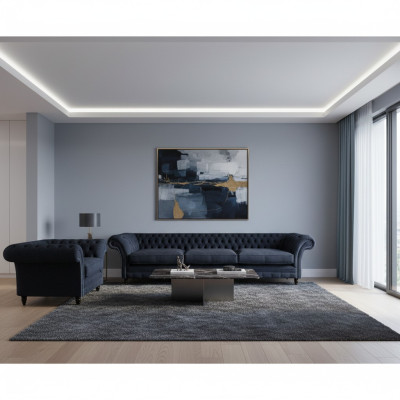 Zestaw projektanta Sofa trzyosobowa Sofa Krzesła Meble tapicerowane Chesterfield Nowe