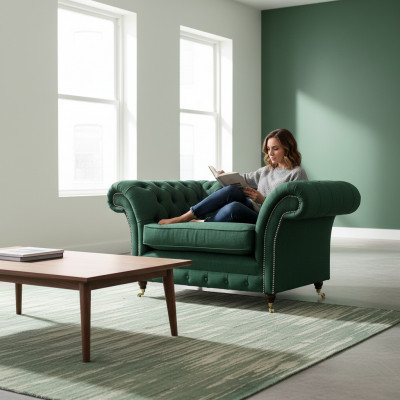 Fotel Chesterfield Sofa Meble do salonu Tkanina Tkanina Wyposażenie Meble tapicerowane