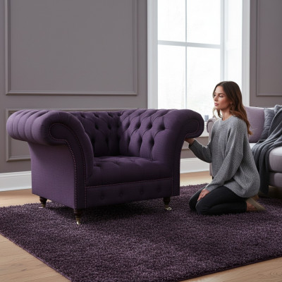 Meble tapicerowane Fotel luksusowy Fotel tapicerowany Kanapa Salon Fioletowe meble Chesterfield