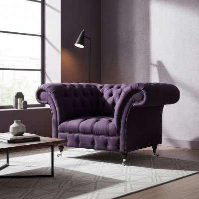 Meble tapicerowane Fotel luksusowy Fotel tapicerowany Kanapa Salon Fioletowe meble Chesterfield