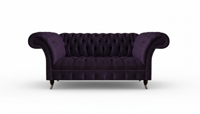 Luksusowa sofa trzyosobowa, fioletowe meble tapicerowane Chesterfield do salonu, nowe.