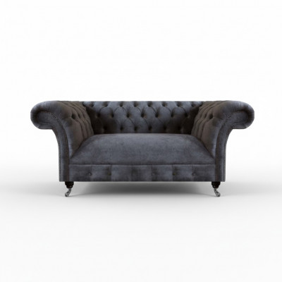 Luksusowa sofa dwuosobowa Kanapa tapicerowana Salon Szary Sofy Chesterfield