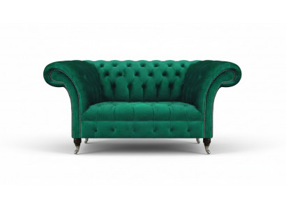 Sofa Chesterfield dwuosobowa Kanapa Zielona Wystrój salonu Sofa tapicerowana