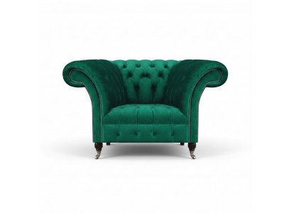 Luksusowe fotele Chesterfield do salonu z tkaninowymi meblami tapicerowanymi.