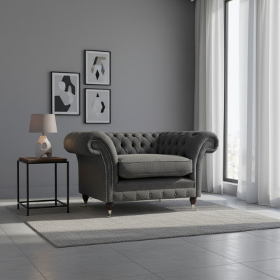 Fotel Chesterfield, meble tapicerowane z luksusowego materiału do salonu Chesterfield.