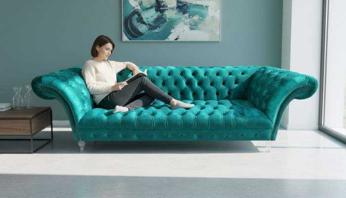 Sofa Chesterfield Luxus Nowoczesny trzyosobowy Nówka Salon Projektant Kanapa