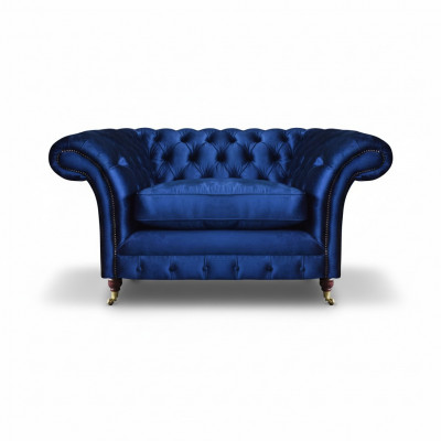 Niebieski fotel Chesterfield nowoczesny mebel luksusowy do salonu