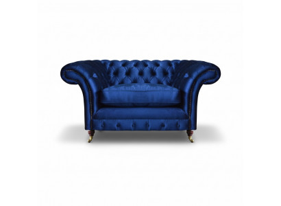 Niebieski fotel Chesterfield nowoczesny mebel luksusowy do salonu
