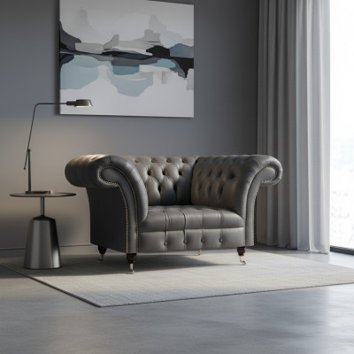 Chesterfield Nowoczesny szary fotel Designer Salon Fotel z oparciem
