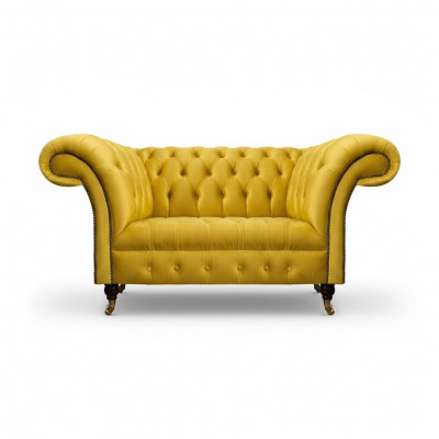 Chesterfield żółta sofa w sali dziennego kanapy tapicerowane projektant dwuosobowy