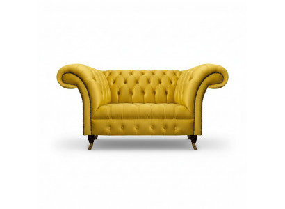 Chesterfield żółta sofa w sali dziennego kanapy tapicerowane projektant dwuosobowy