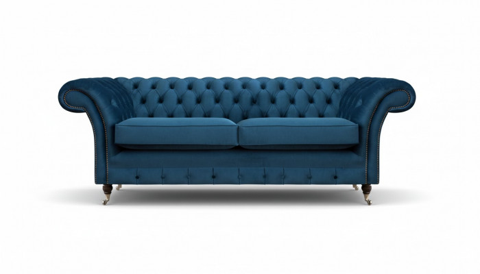 Niebieskie meble wypoczynkowe Chesterfield Luksusowe sofy Designerskie dwuosobowe