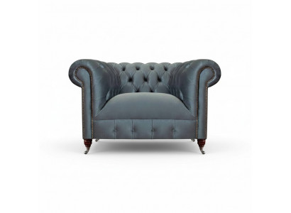 Chesterfield Szary fotel z tkaniny Salon Tkanina pojedynczo Elegancki fotel