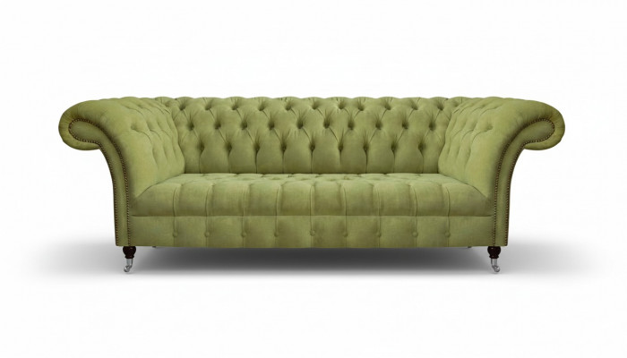 Chesterfield Jasnozielona Sofa Nowoczesna Kanapa Trzyosobowa Salon Luksusowe Meble