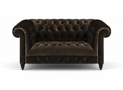 Chesterfield ekskluzywna brązowa sofa. Nowoczesne, dwuosobowe meble tapicerowane.
