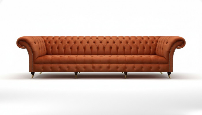 Chesterfield Brąowa Sofa Sofa design Meble tapicerowane do salonu
