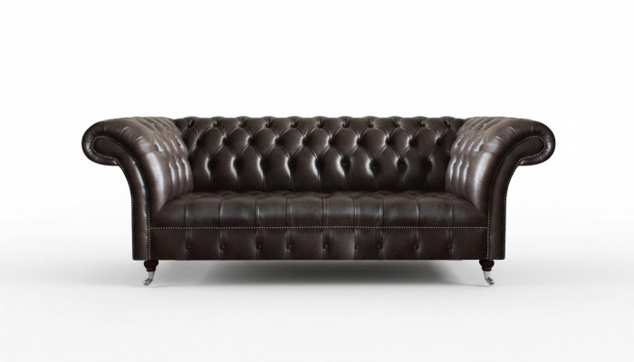 Chesterfield Meble z skóry Luksusowa trzyosobowa sofa Salon Eleganckie kanapy
