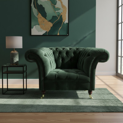 Chesterfield zielony fotel Tkaninowy fotel Krzesło obiciowe Meble do salonu