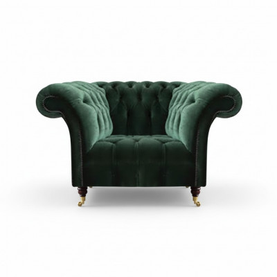 Chesterfield zielony fotel Tkaninowy fotel Krzesło obiciowe Meble do salonu