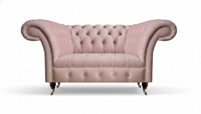Chesterfield Różowy dwuosobowy salon Luksusowe meble tapicerowane Kanapa