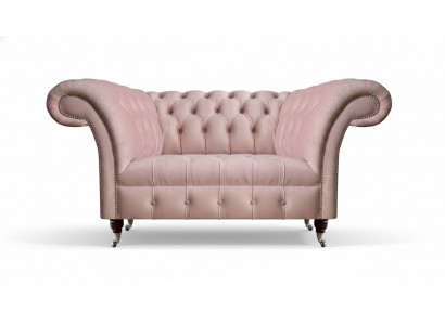 Chesterfield Różowy dwuosobowy salon Luksusowe meble tapicerowane Kanapa