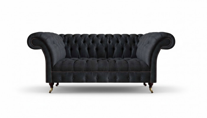 Fotele tapicerowane Chesterfield w kolorze czarnym. Nowoczesne sofy projektanta.