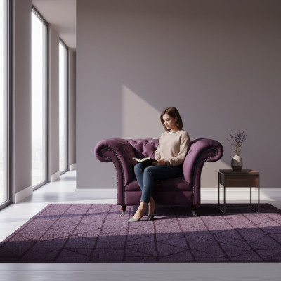 Chesterfield Fioletowy fotel z salonu pojedyncze siedzisko, projektant, elegancki fotel ze stojakiem