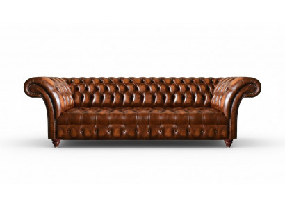 Chesterfield Sofa z ekoskóry w kolorze brązowym, Designer, Sofy Lux