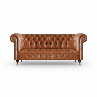 Chesterfield meble z bejsbolu Brązowa sofa trzyosobowa Salon Eleganckie sofye