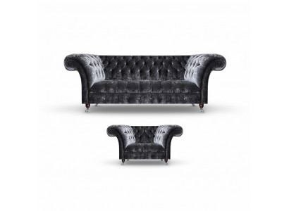 Chesterfield Meble tapicerowane Salon Tkanina Trójosobowa Sofas Elegancki fotel 2-częściowy