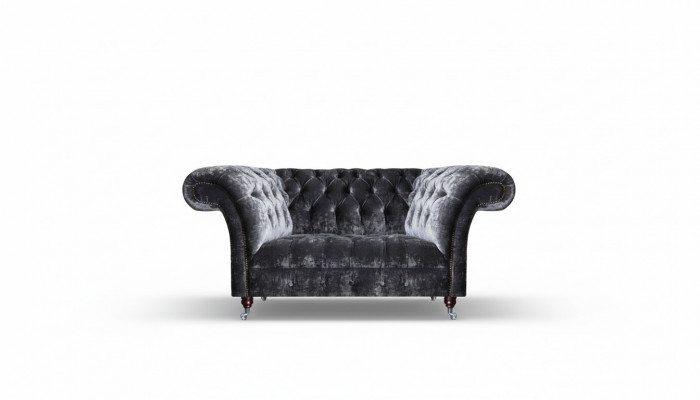 Chesterfield Sofa z aksamitu, projektant, dwuosobowa sofa z tkaniny.