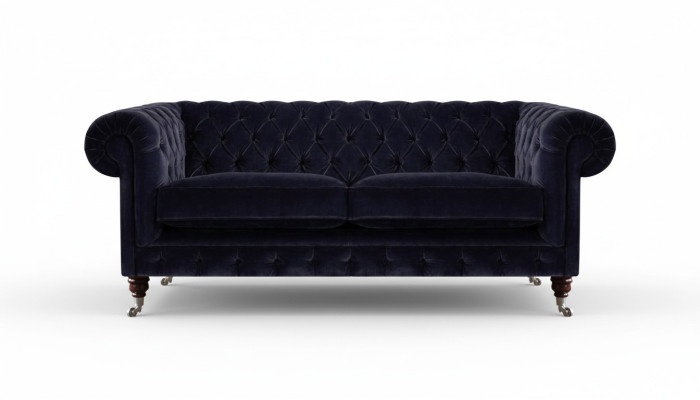 Granatowy Chesterfield dwuosobowa sofa do salonu z wysokiej jakości tkaniny