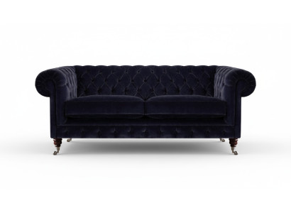 Granatowy Chesterfield dwuosobowa sofa do salonu z wysokiej jakości tkaniny