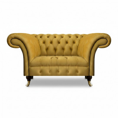 Chesterfield Designer Dwuosobowa Sofa Kanapa Salon Luksusowy Żółty Kanapa tapicerowana.