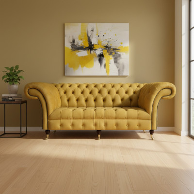 Chesterfield Luksusowe meble Trójosobowa sofa Kanapa Tekstylne Sofa tapicerowana Salon