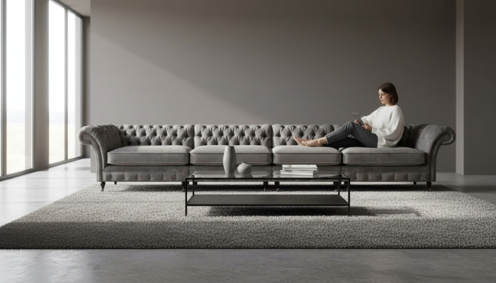 Chesterfield Luksusowa sofa designerska do salonu, kanapy, 4-osobowa.