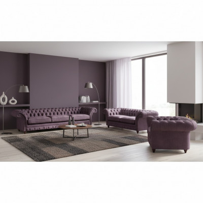 Chesterfield Fioletowy komplet sof Nowoczesne meble do siedzenia 3 częściowy