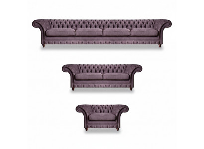 Chesterfield Fioletowy komplet sof Nowoczesne meble do siedzenia 3 częściowy