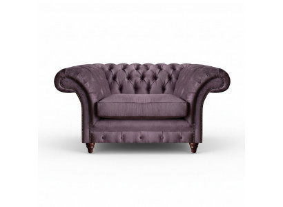 Chesterfield Fioletowy fotel skórzany do salonu, jednoosobowy, elegancki.