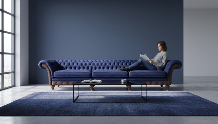 Chesterfield Luksusowa trzyosobowa sofa, Nowoczesna kanapa, Tapicerowane meble.