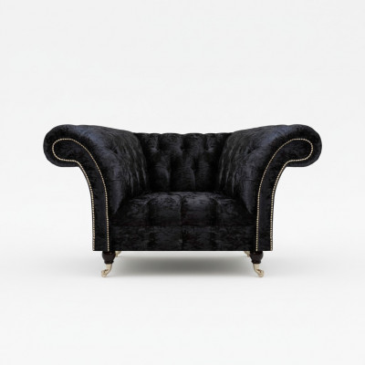  Chesterfield Fotel Tapicerowany Jednoosobowy Czarny Luksusowy Fotel z oparciem