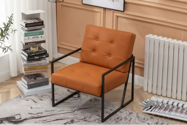 Salon Fotel Orange Nowa luksusowa tekstylna tapicerka na metalowych nogach