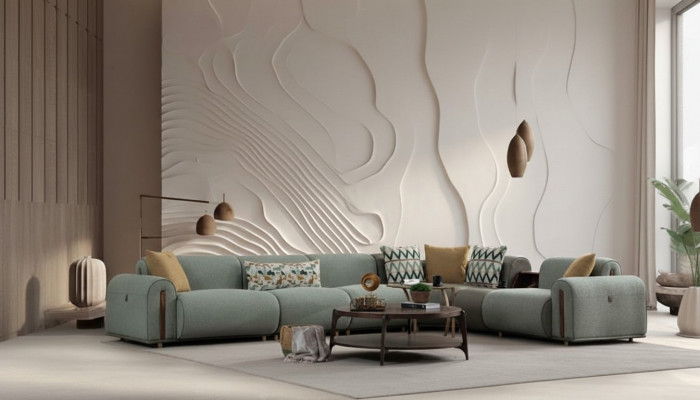 Luksusowa zielona sofa narożna, skórzane kanapy, designerskie meble do salonu.