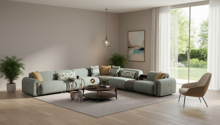 Elegancka sofa narożna Projektant Salon Kanapa kształtu L Elegancka Sofa Tapicerowana