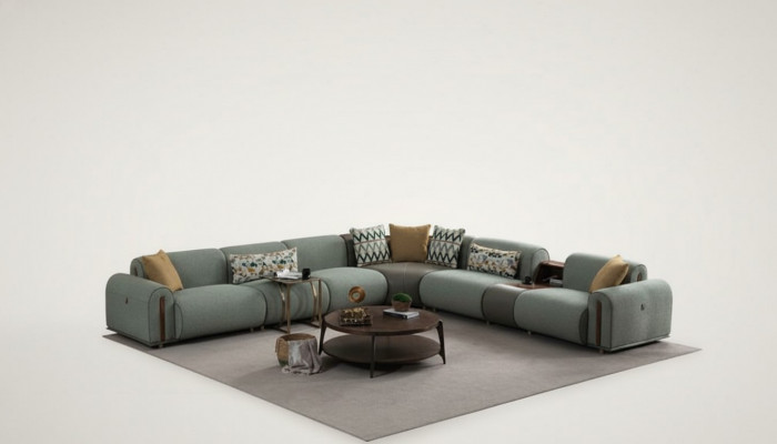 Elegancka sofa narożna Projektant Salon Kanapa kształtu L Elegancka Sofa Tapicerowana