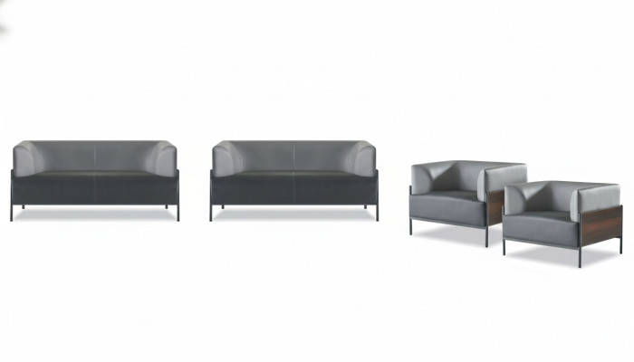 Ergonomiczny komplet sof 4-częściowy, czarny, projektant, nowoczesny styl