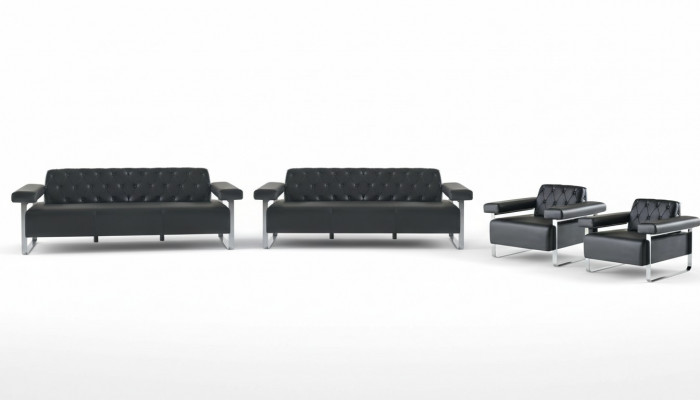 Sofy Kompletne Czarne Jednokolorowe Zestaw 4-elementowy 3-osobowa Sofa 2-osobowa Sofa Styl Nowoczesny.