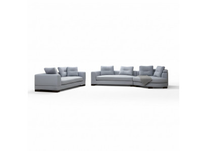 Zestaw salonu 2-częściowy 3-osobowa sofa w kształcie litery U Szare sofy tapicerowane jednokolorowe
