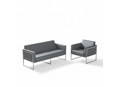 Zestaw do pokoju dziennego 2-częściowy z sofą 3-osobową i fotelem szary jednokolorowy nowoczesny design