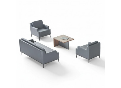Zestaw mebli do biura 4-elementowy, 3-osobowa sofa, 2 fotele, stolik kawowy, ciemnoszary, brązowy.